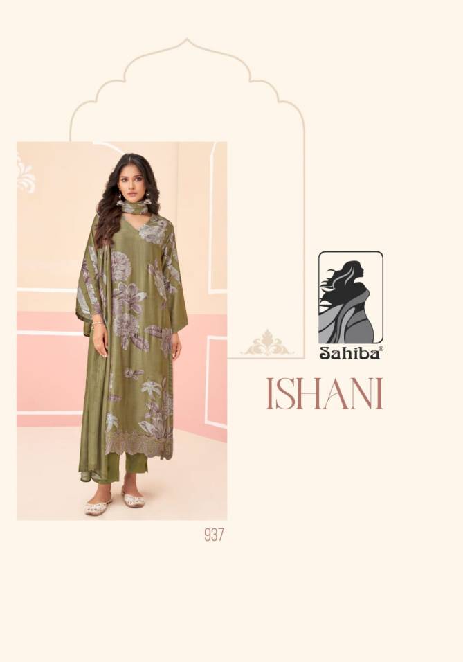 Ishani By Sahiba Muslin Silk Digital Printed Dress Material Wholesalers In Delhi